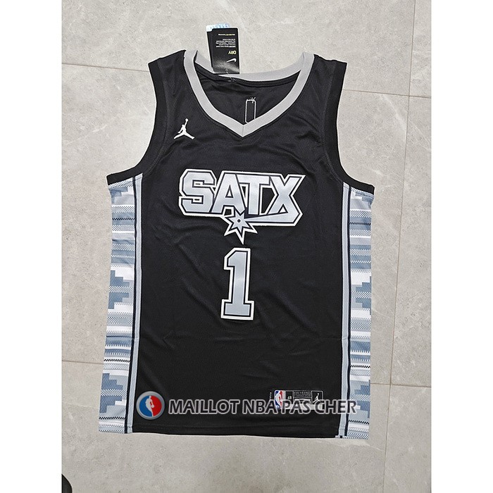 Maillot San Antonio Spurs Victor Wembanyama NO 1 Statement 2022-23 Noir